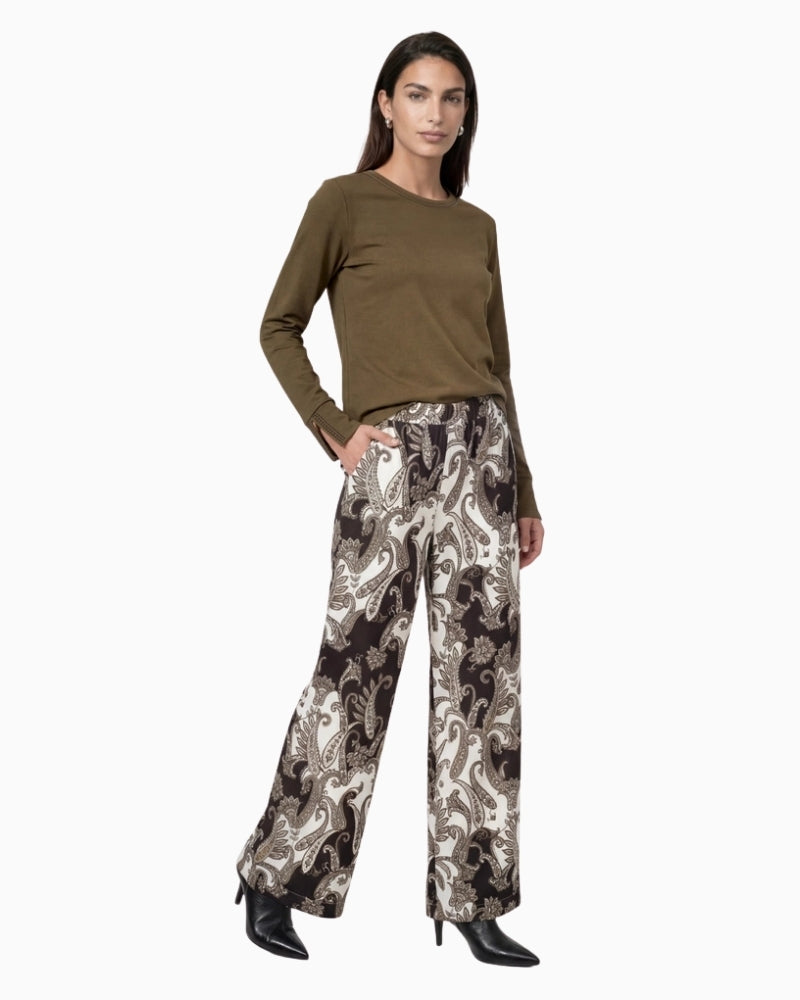 Monari Long Sleeve Shirt with Rhinestone Details in olive styled view
