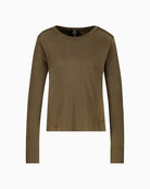 Monari Long Sleeve Shirt with Rhinestone Details in Olive product front view