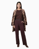 Monari Long Sleeve Shirt with Rhinestone Details in dark brown styled view