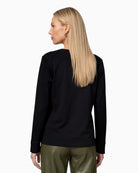 Monari Long Sleeve Top with Rhinestone Details in black back view