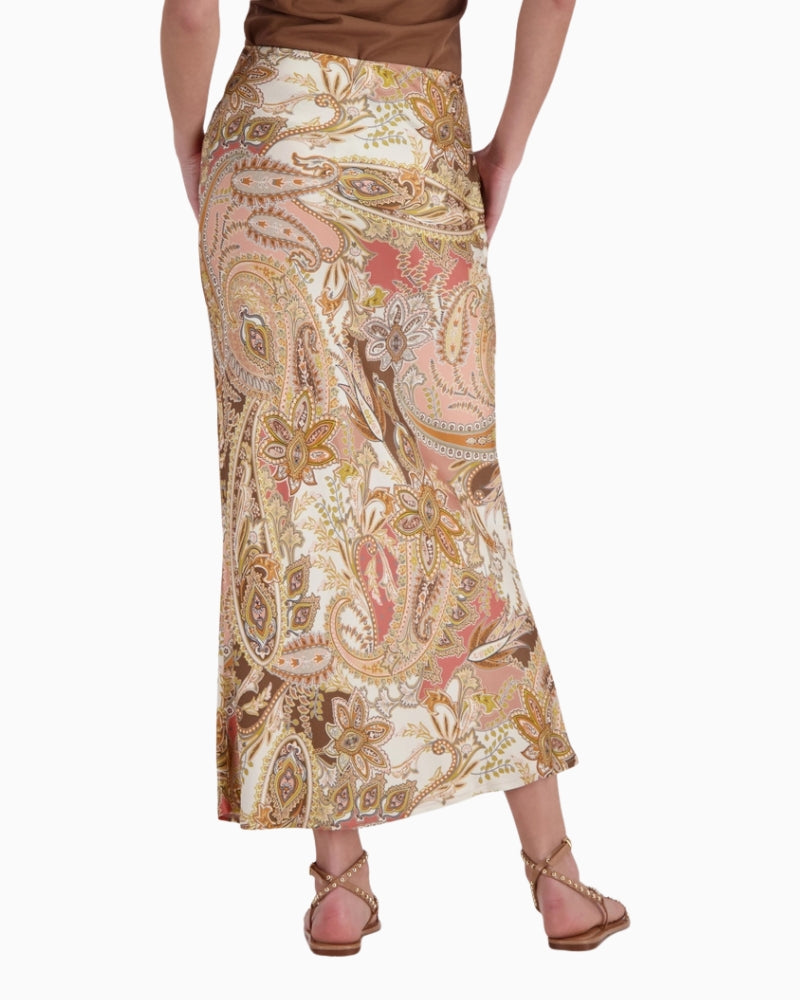 Monari Maxi Skirt with Paisley Pattern in light brown back view