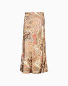 Monari Maxi Skirt with Paisley Pattern in light brown full front view