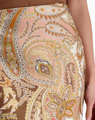 Monari Maxi Skirt with Paisley Pattern in light brown paisley print detail