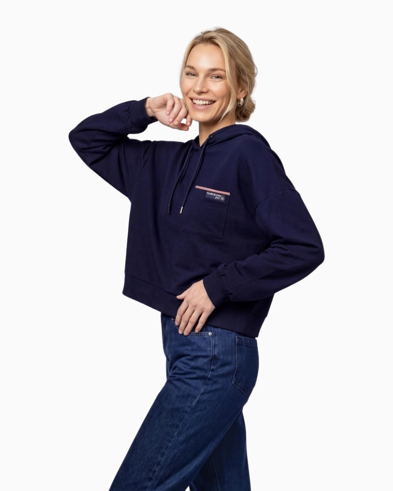 Monari Mini Patch Sweatshirt in navy side view