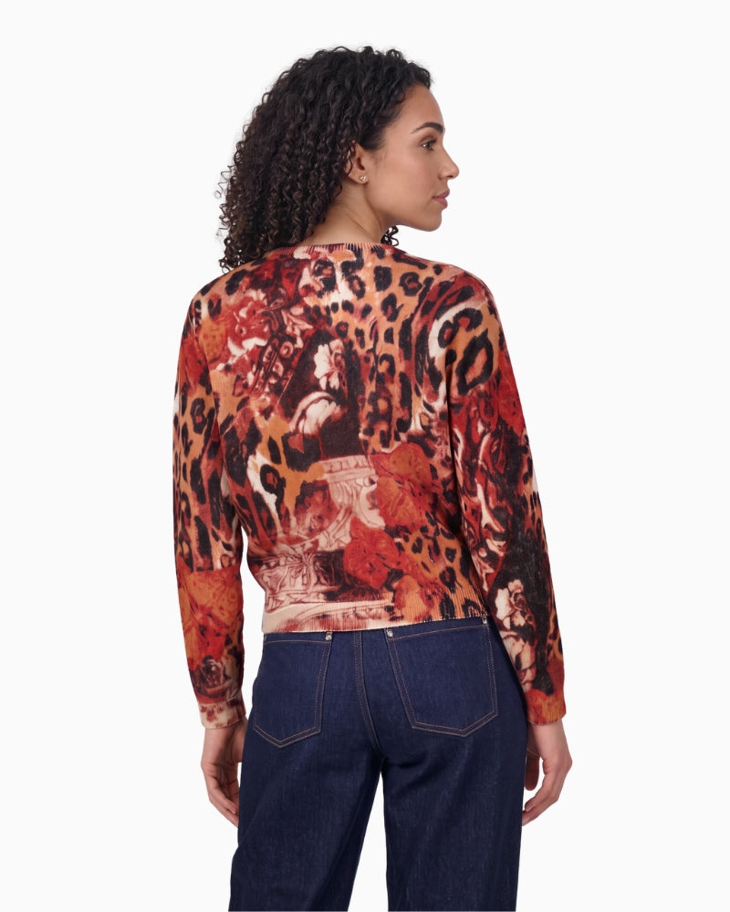 Monari Mixed Leopard Print Jumper in Red back view