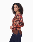 Monari Mixed Leopard Print Jumper in Red side view
