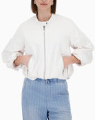 Monari Nylon Jacket With Embroidery white front view