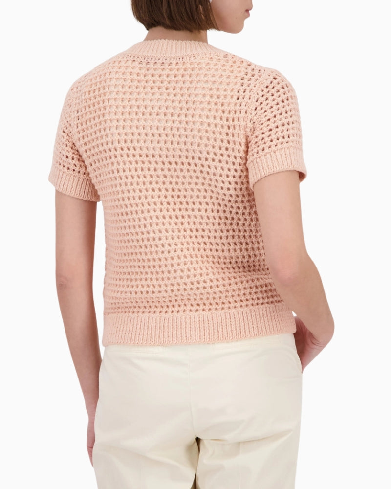 Monari Openwork Cardigan in peach back view