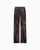 Monari PU Trousers in dark brown faux-leather detail