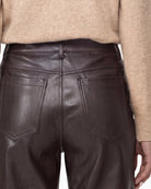 Monari PU Trousers in dark brown patch pocket detail