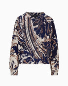 Monari Paisley Jacquard Jumper in navy rhinestone detail