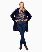 Monari Paisley Jacquard Jumper in navy styled