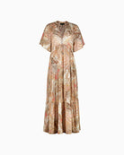 Monari Paisley Maxi Dress in Pink Beige and Brown flat front view