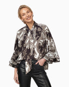 Monari Paisley Print Blouse in black print front view