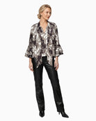 Monari Paisley Print Blouse in black print model front view
