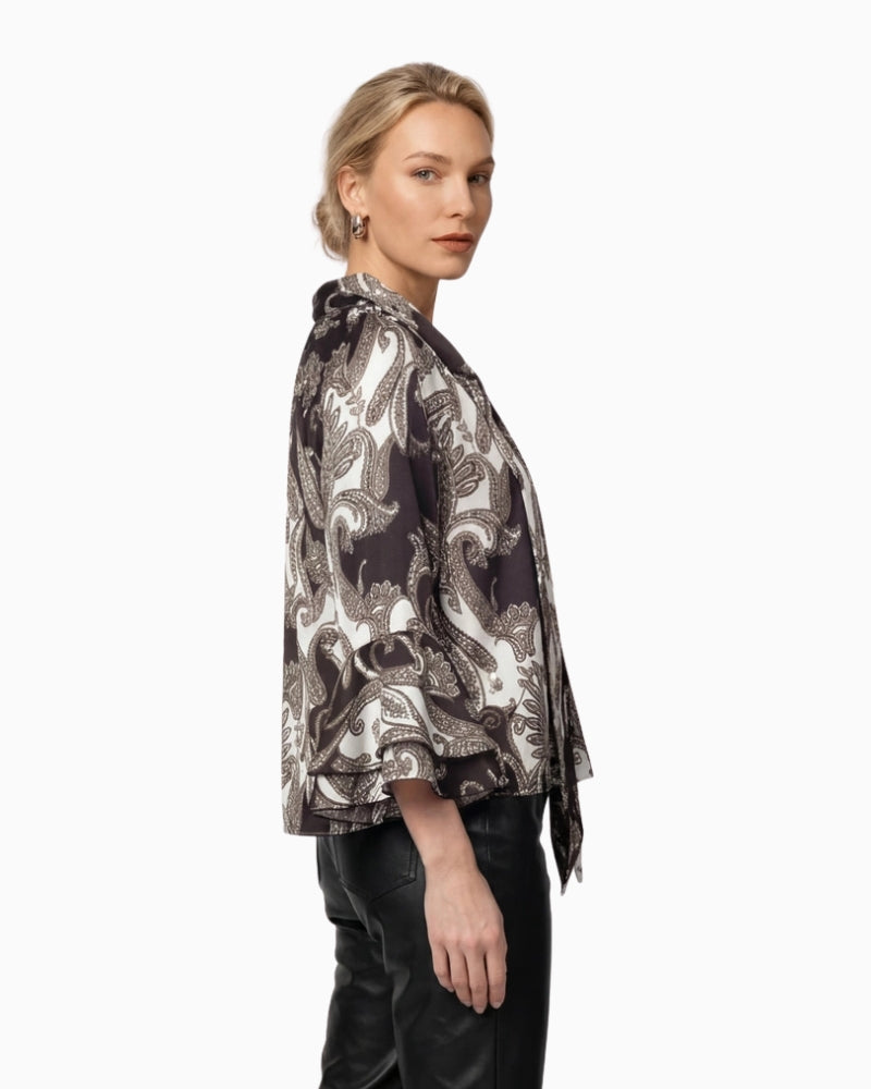 Monari Paisley Print Blouse in black print side view