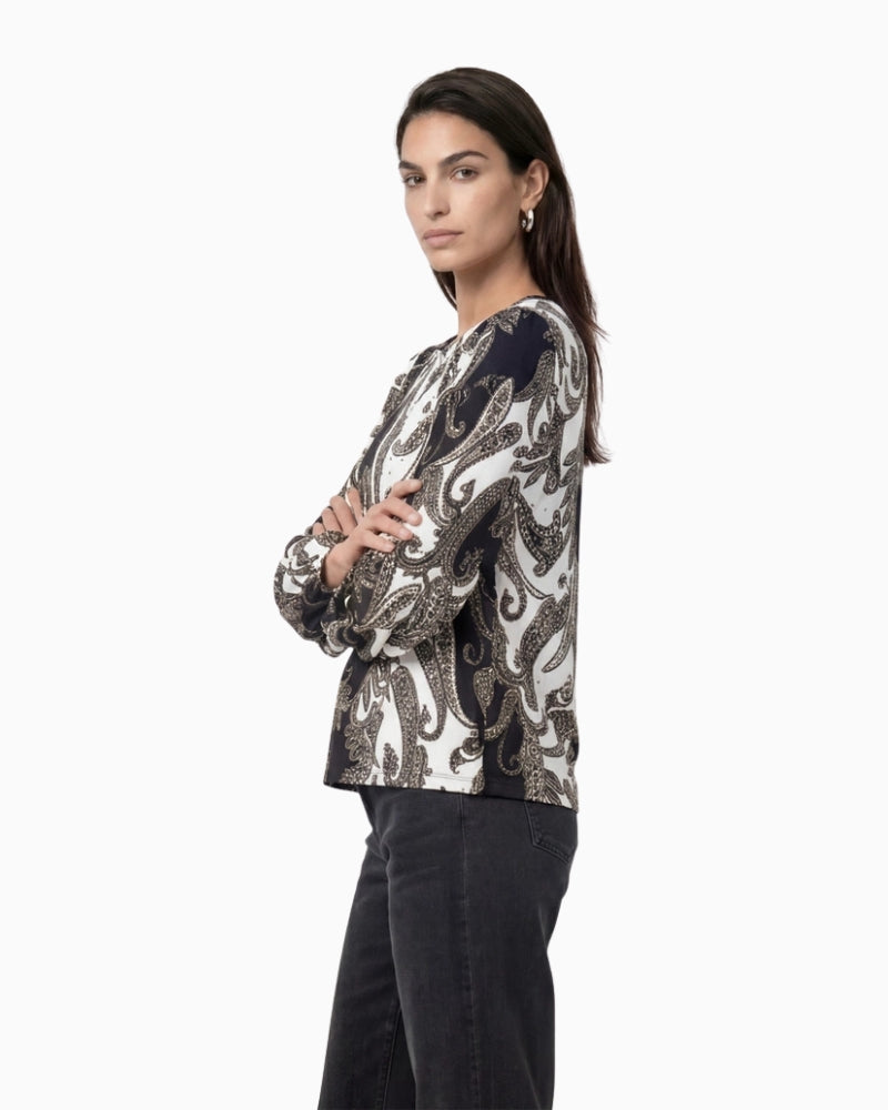 Monari Paisley Print Sweatshirt in black print side view