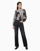 Monari Paisley Print Sweatshirt in black print styled view
