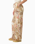 Monari Palazzo Trousers with Paisley Pattern in light brown side view