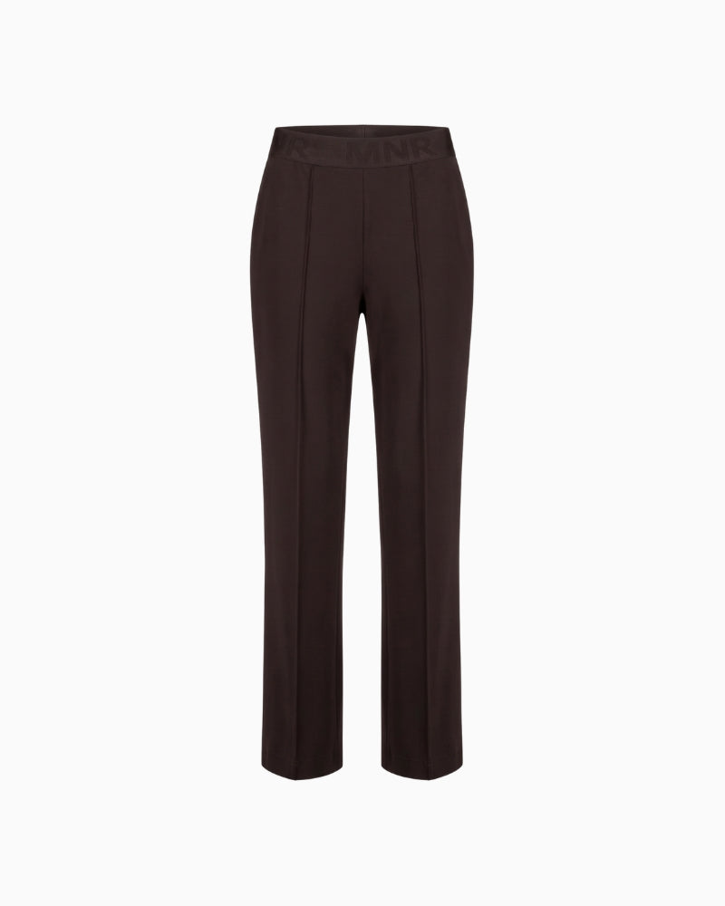 Monari Pull On Trousers in dark brown front detail