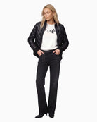 Monari Quilted Neoprene Puffer Jacket in black model front view