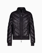 Monari Quilted Neoprene Puffer Jacket in black stand-up collar and zip detail