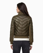 Monari Quilted Neoprene Puffer Jacket in olive back view