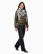 Monari Quilted Neoprene Puffer Jacket in olive model styled view