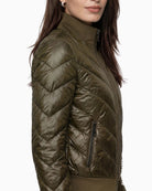 Monari Quilted Neoprene Puffer Jacket in olive side view