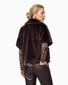 Monari Reversible Faux Fur Jacket in dark brown back view