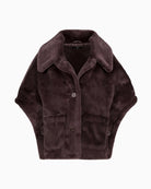 Monari Reversible Faux Fur Jacket in dark brown faux fur texture detail