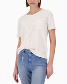 Monari Blouse With Rhinestones front view – Áines Boutique