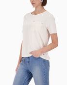 Monari Blouse With Rhinestones side view – Áines Boutique