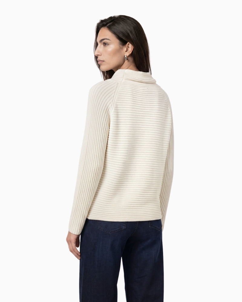 Monari Ribbed Jumper in cream back view