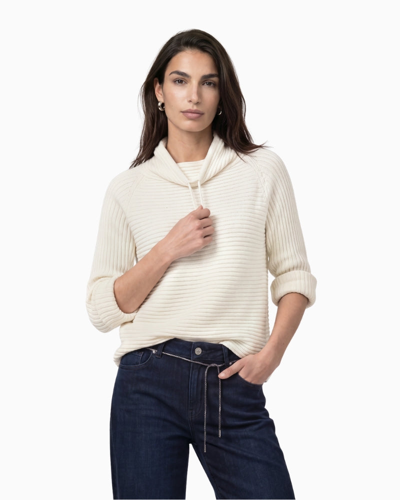 Monari Ribbed Jumper in cream front view