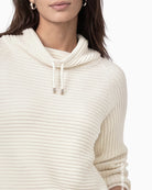 Monari Ribbed Jumper in cream ribbed texture detail