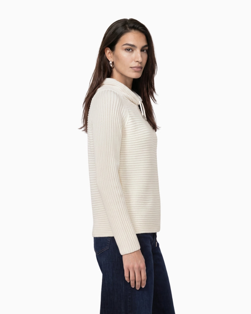 Monari Ribbed Jumper in cream side view