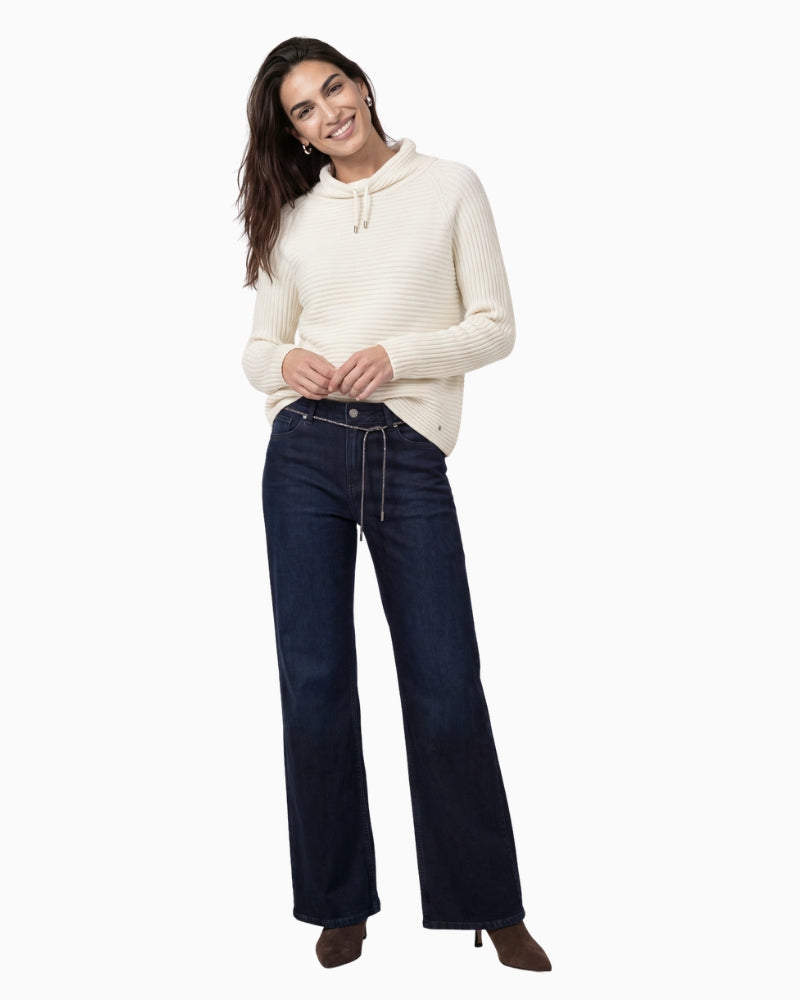 Monari Ribbed Jumper in cream styled view