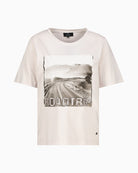 Front view of Monari “Roadtrip” t-shirt showing short sleeves and round neck