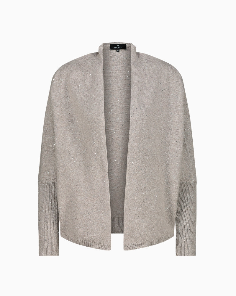 Front view of oversized Monari cardigan with lurex and sequin detail