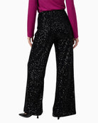 Monari Sequin Wide-Leg Trousers in black back view