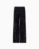 Monari Sequin Wide-Leg Trousers in black wide-leg detail
