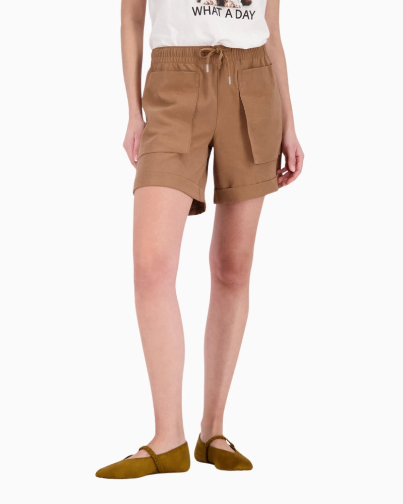 Monari Shorts with Patch Pockets in light brown front view
