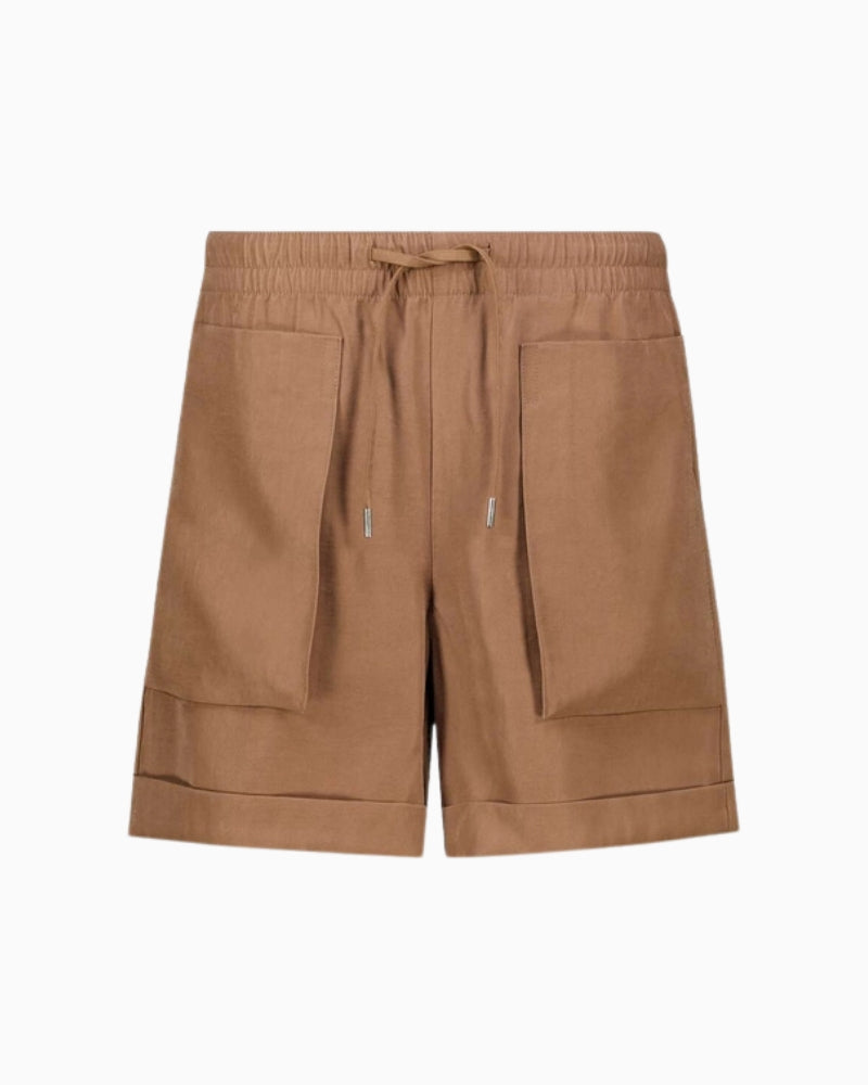Monari Shorts with Patch Pockets in light brown waistband detail
