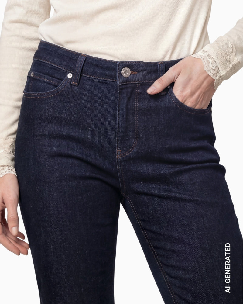 Monari Straight-Leg Jeans in dark denim waist detail