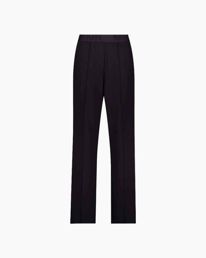 Monari Straight Fit Jogger Trousers in black pintuck detail