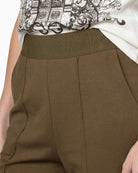 Monari Straight Fit Jogger Trousers in olive logo waistband detail