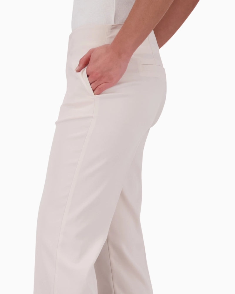 Monari straight leg satin pants side view woman wearing – Áines Boutique
