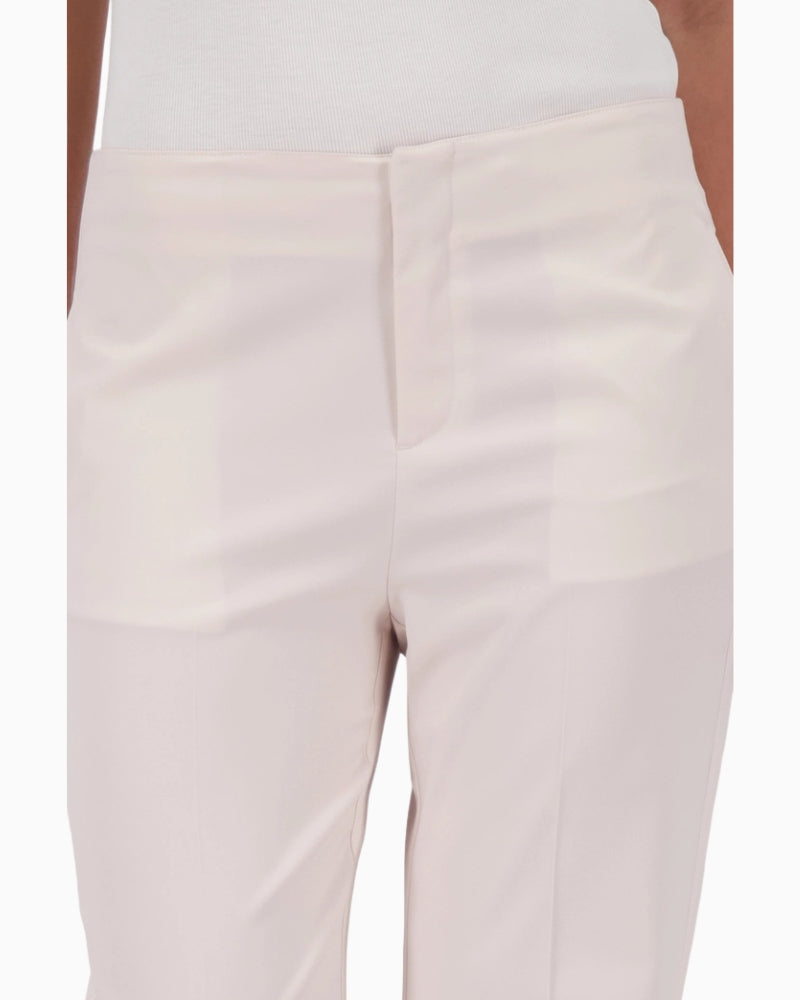 Monari straight leg satin pants waistband detail close-up – Áines Boutique