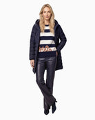 Monari Stripe & Leopard Print Jumper in navy stripe styled view